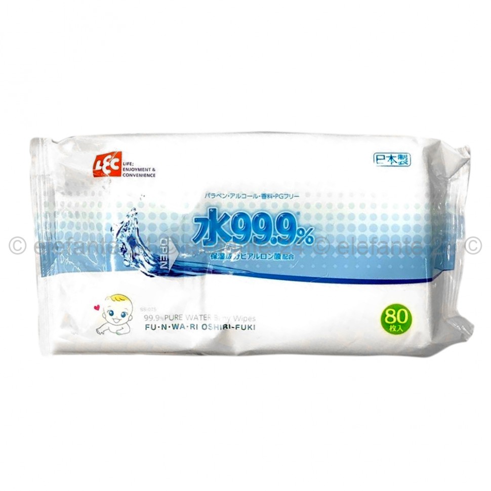 Мягкие влажные салфетки для чувствительной кожи LEC Wet Tissue 99.9% 80pcs (51)