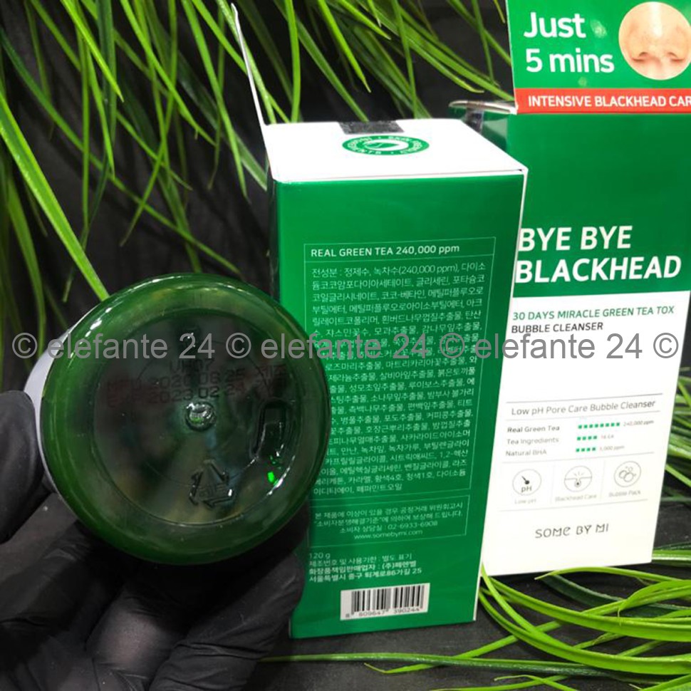Маска-пенка от чёрных точек Bye Bye Blackhead 30 Days Miracle Green Tea Tox Bubble Cleanser (78)