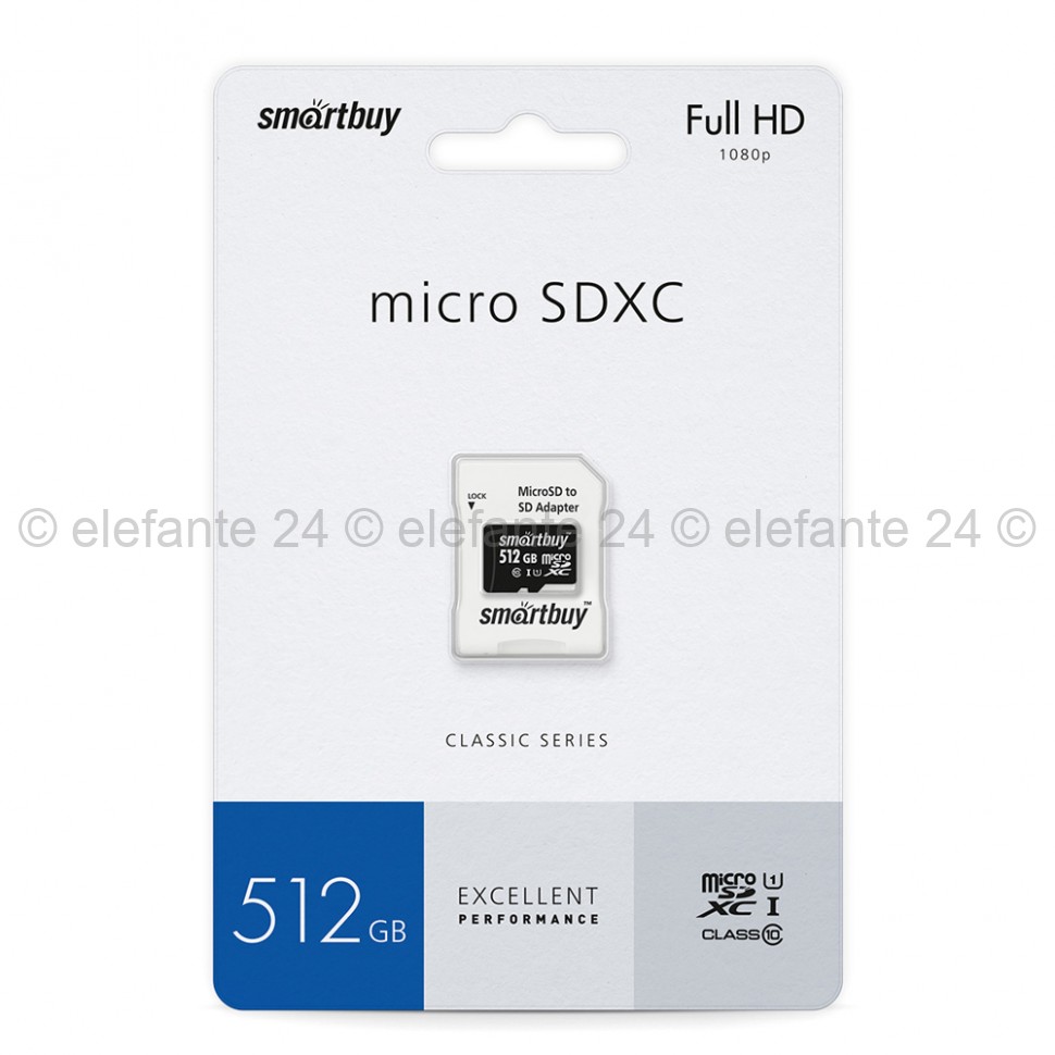 Карта памяти MicroSDXC 512GB Smart Buy Class10 UHS-1+ SD адаптер (UM)