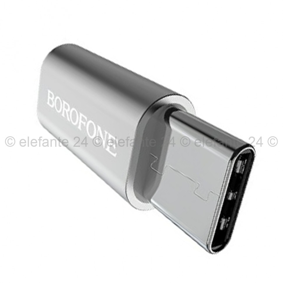 Переходник Type-C - Micro USB (F) Borofone BV4 Silver (UM)