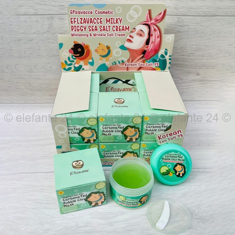 Очищающая глиняно-пузырьковая маска EFLZAVACCE Milky Piggy Sea Salt Cream Cucumber, 100 ml