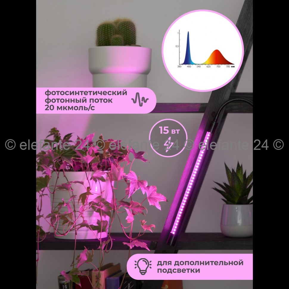 Светильник для растений 15ВТ с таймером на прищепке NCH-045
