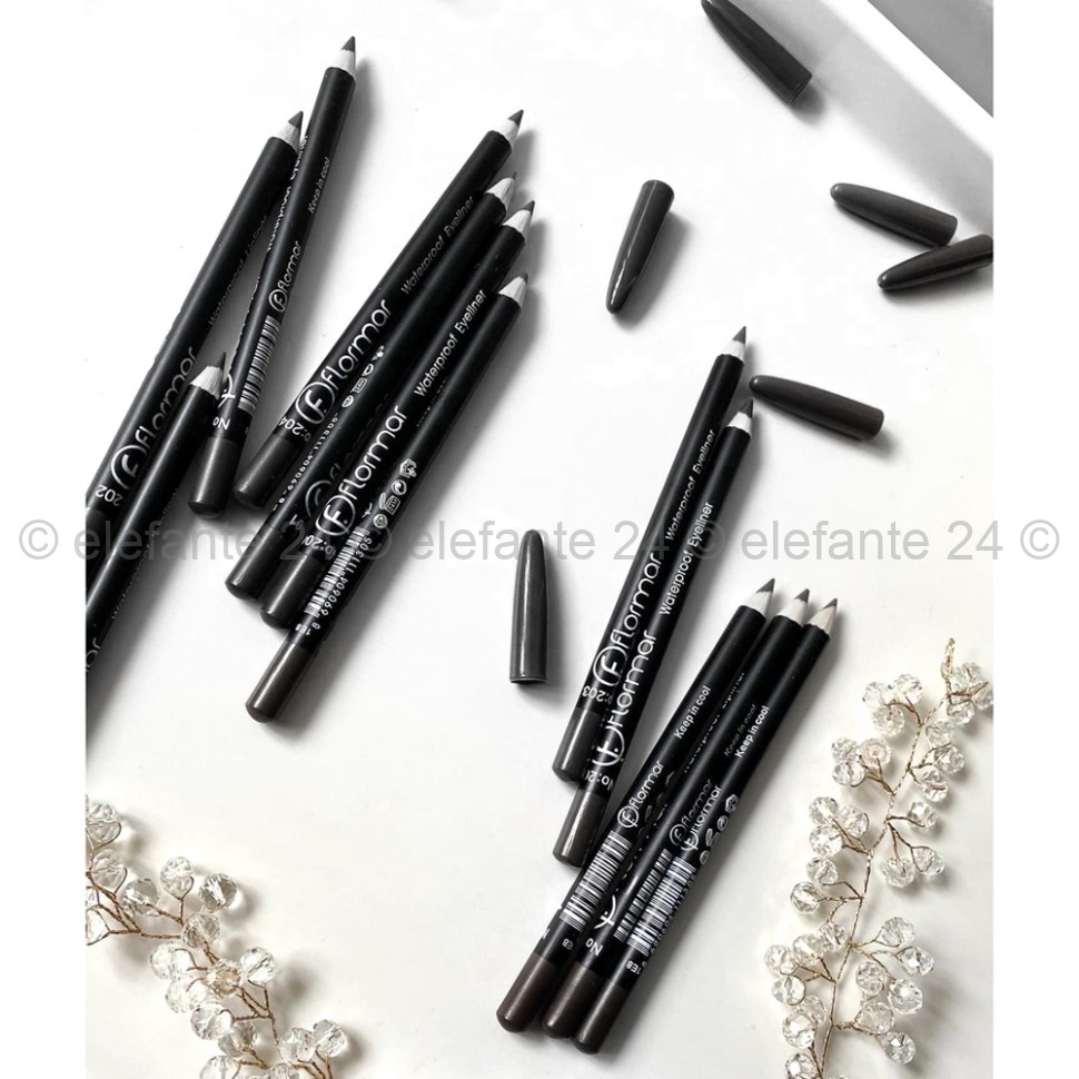 Набор карандашей для бровей Flomar Waterproof Eyeliner Black, 12 штук