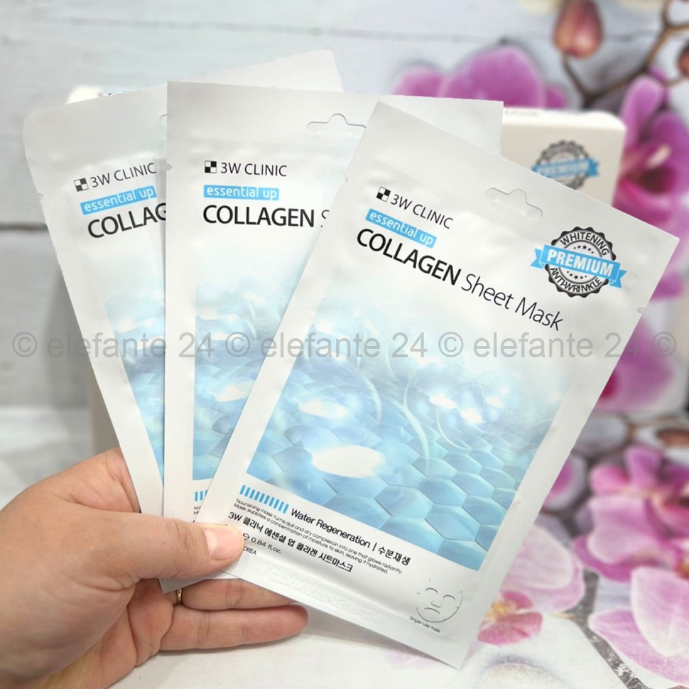 Тканевые маски для лица 3W Clinic Essential Up Collagen Sheet Mask 10 штук (78)