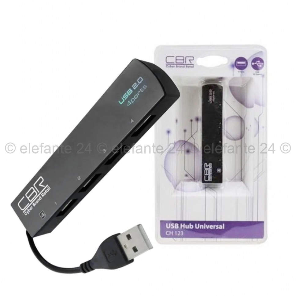 USB-концентратор CBR CH-123 4 порта USB2.0 Black (UM)