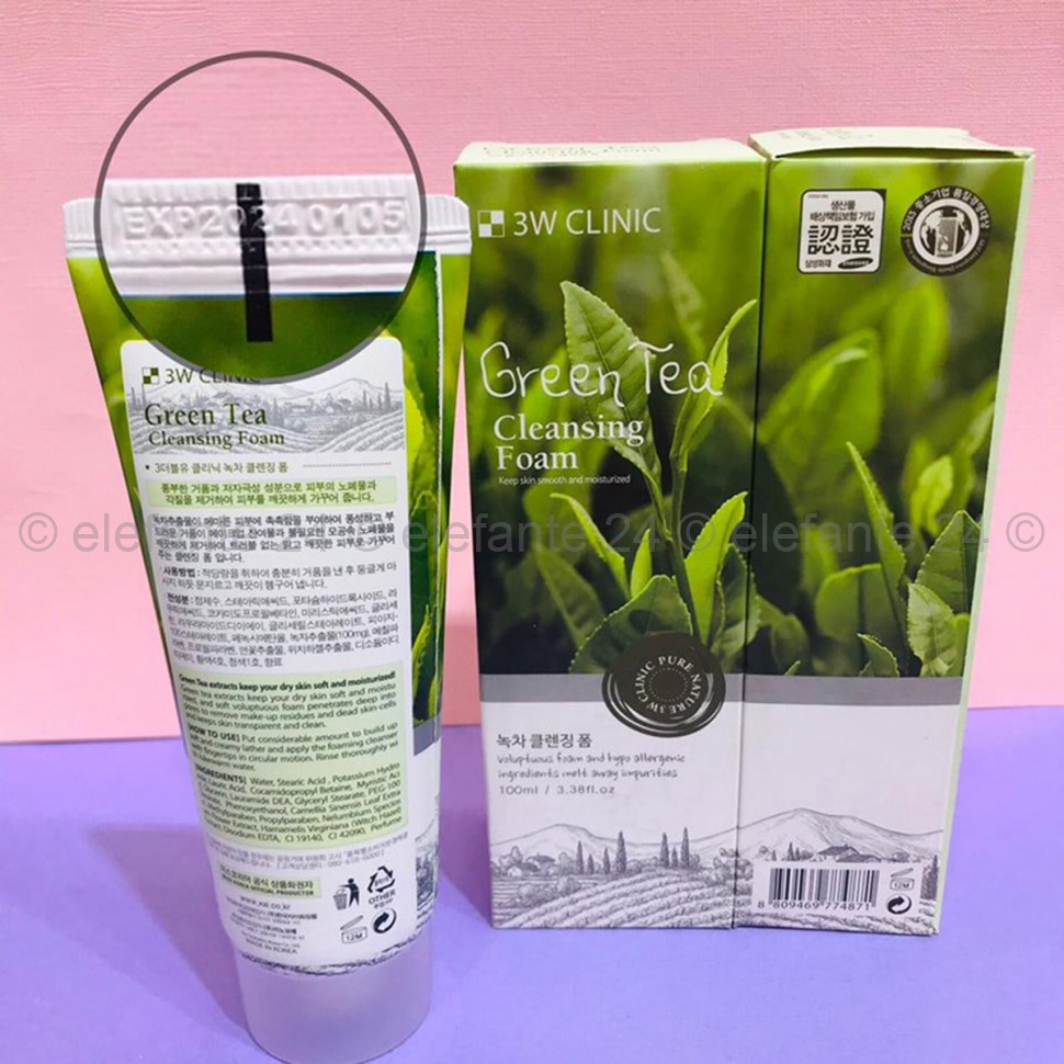 Пенка для умывания с зеленым чаем 3W Clinic Green Tea Foam Cleansing, 100 мл (78)
