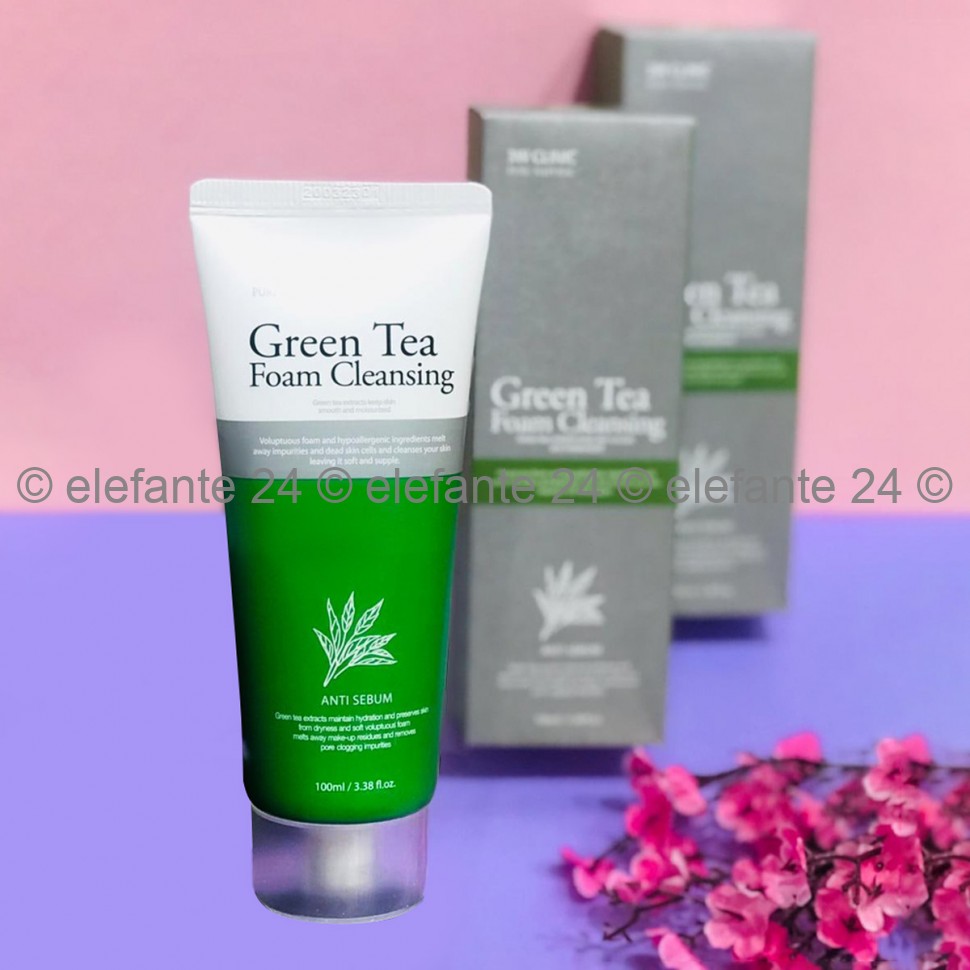 Пенка для умывания с экстрактом зелёного чая 3W Clinic Green Tea Foam Cleansing Anti Sebum, 100 мл (78)