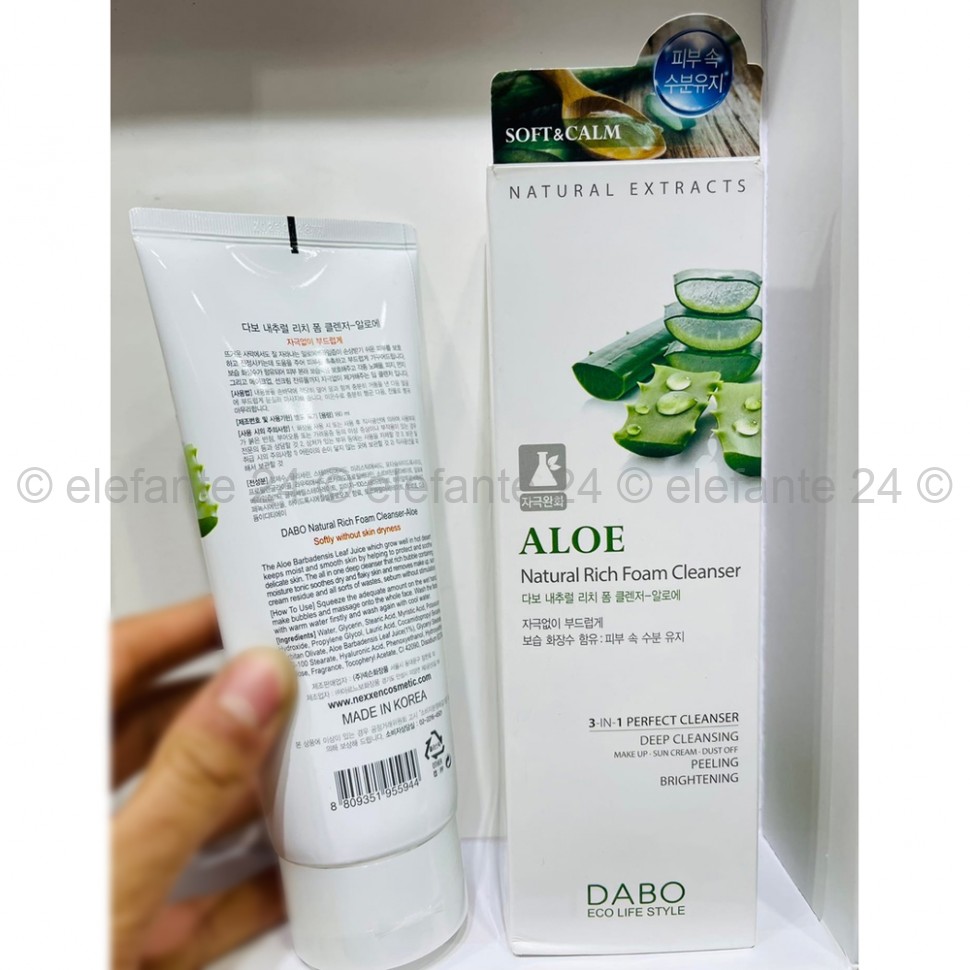 Пенка для умывания Dabo ALOE Natural Rich Foam Cleanser 180ml (125)