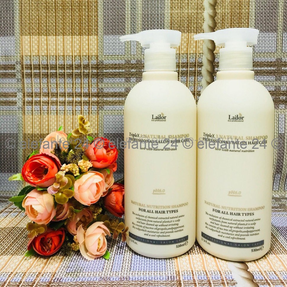 Шампунь Lador Triplex Natural Shampoo 530 ml (125)
