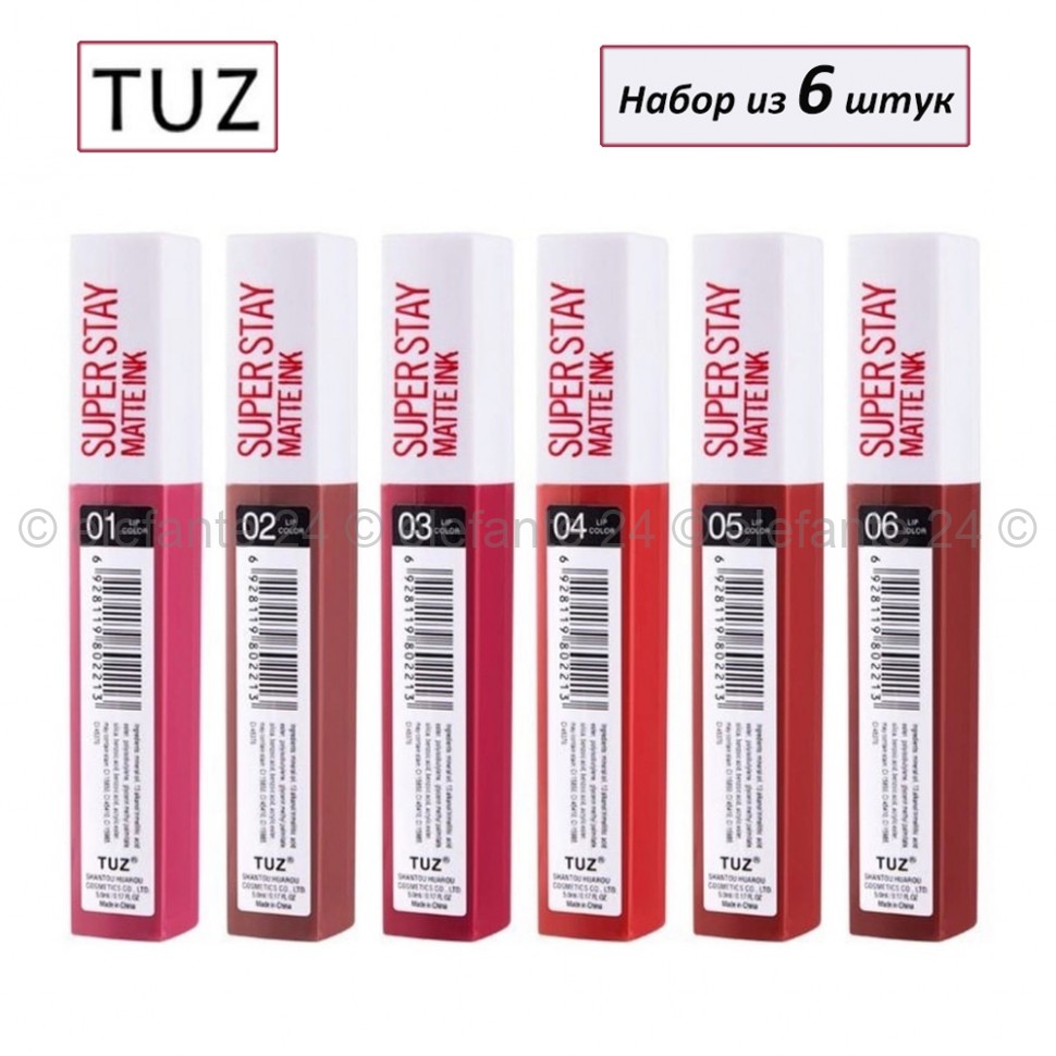 Набор жидких матовых помад TUZ Super Stay Matte Ink 6 штук