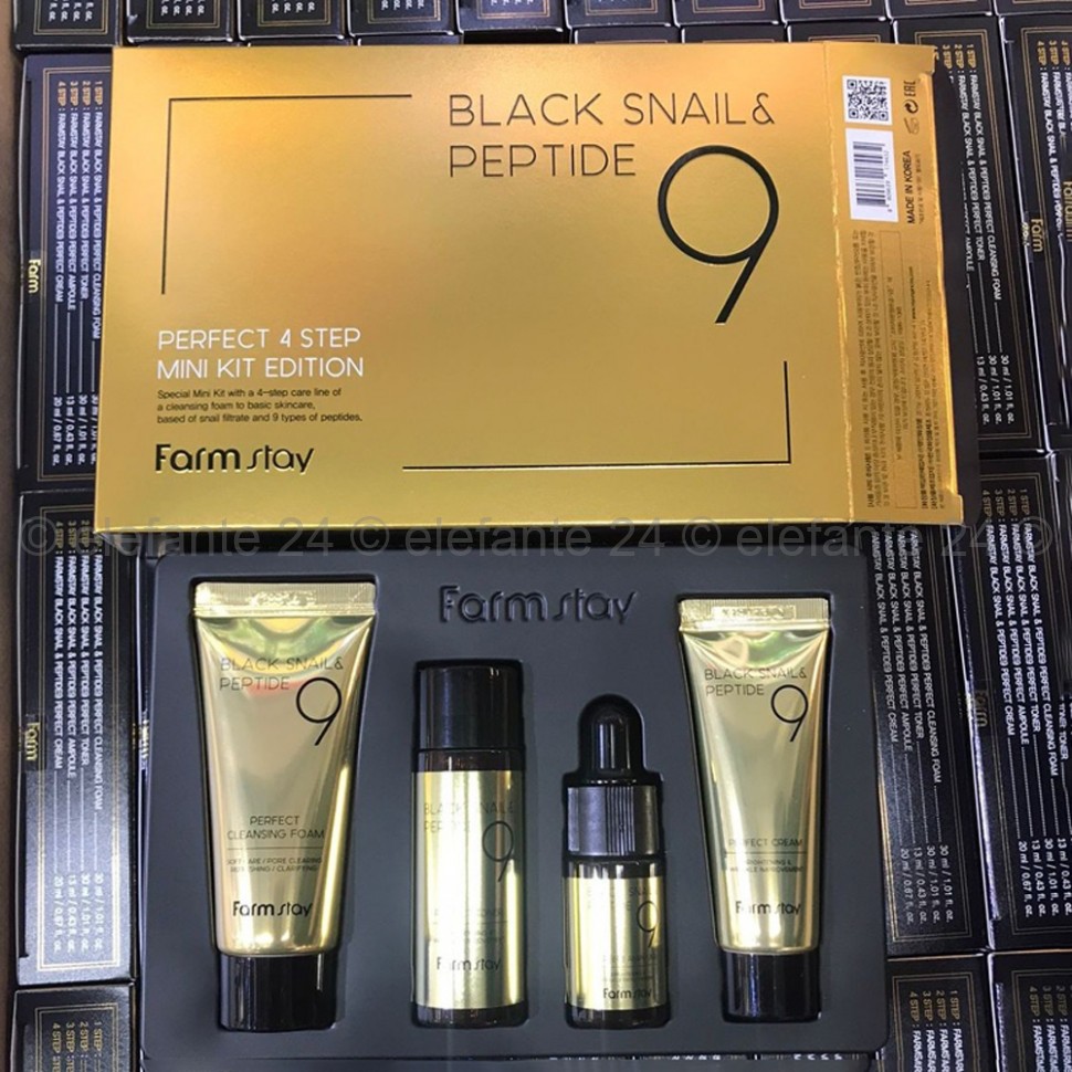Набор миниатюр с пептидами FarmStay Black Snail & Peptide 9 Perfect 4 Step Mini Kit Edition (78)