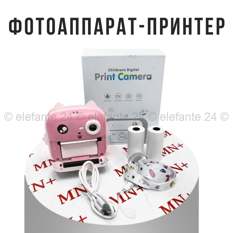 Фотоаппарат-принтер Children Digital Print Camera K-410 Pink (MN)