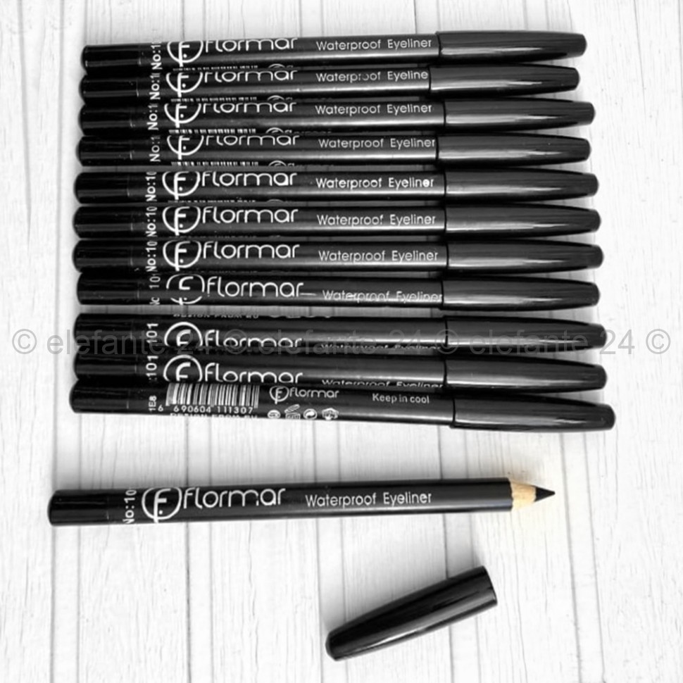 Набор карандашей для глаз Flormar Waterproof Eyeliner, 12 штук