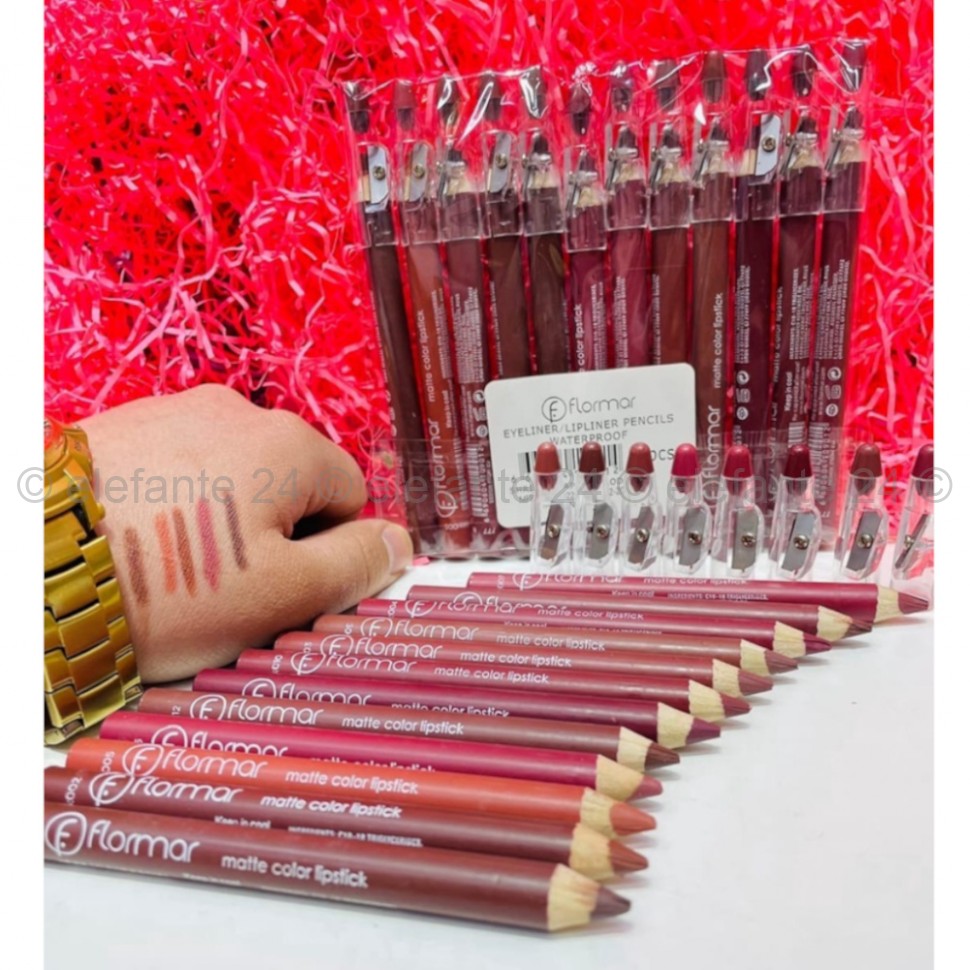 Карандаши для губ и глаз FLOMAR Eyeliner/Lipliner Waterproof Pencils 12 штук (28)