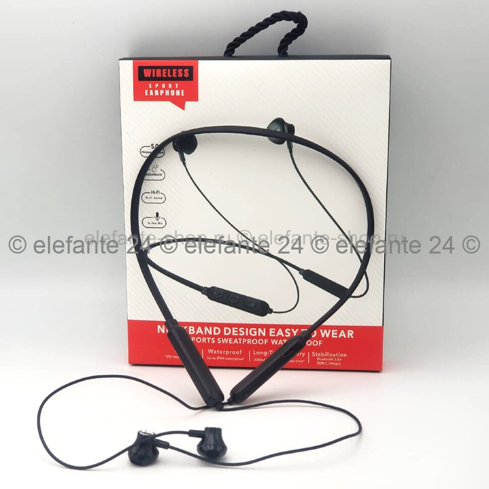 Беспроводные наушники Wireless Sport Earphone Neckband Black (15)