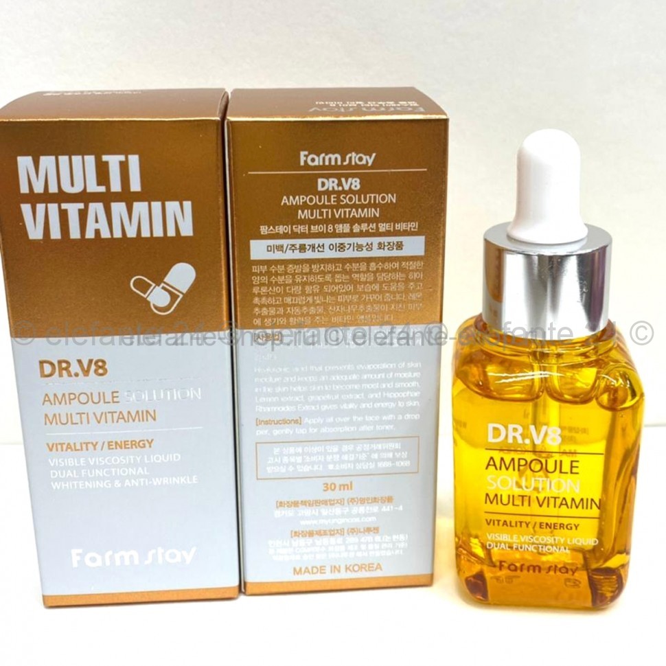 Сыворотка для лица с экстрактом икры Farmstay DR.V8 Ampoule Solution Multi Vitamin, 30 мл