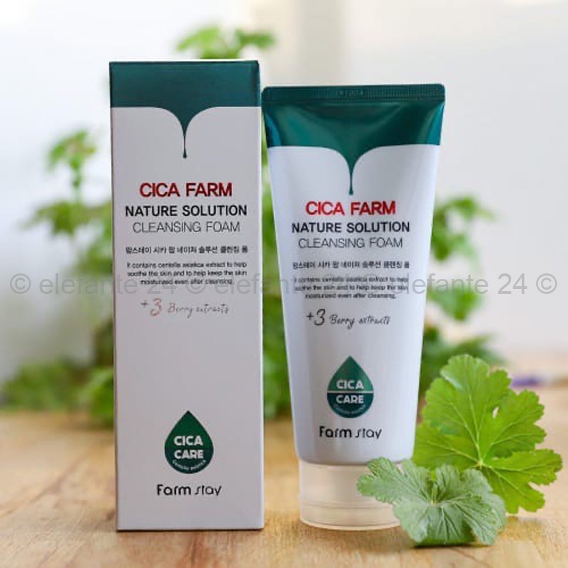 Пенка для умывания FarmStay Cica Farm Nature Solution Cleansing Foam, 180 мл (51)